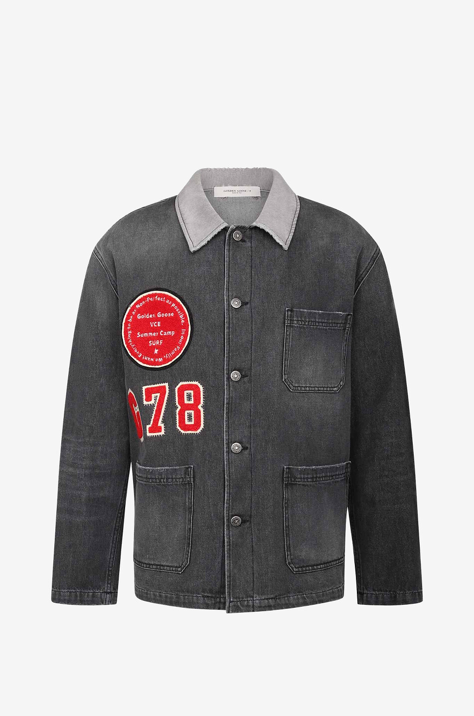 GOLDEN GOOSE Hemdjacke aus Denim Fourney Medium Washed Herren SCHWARZ 1