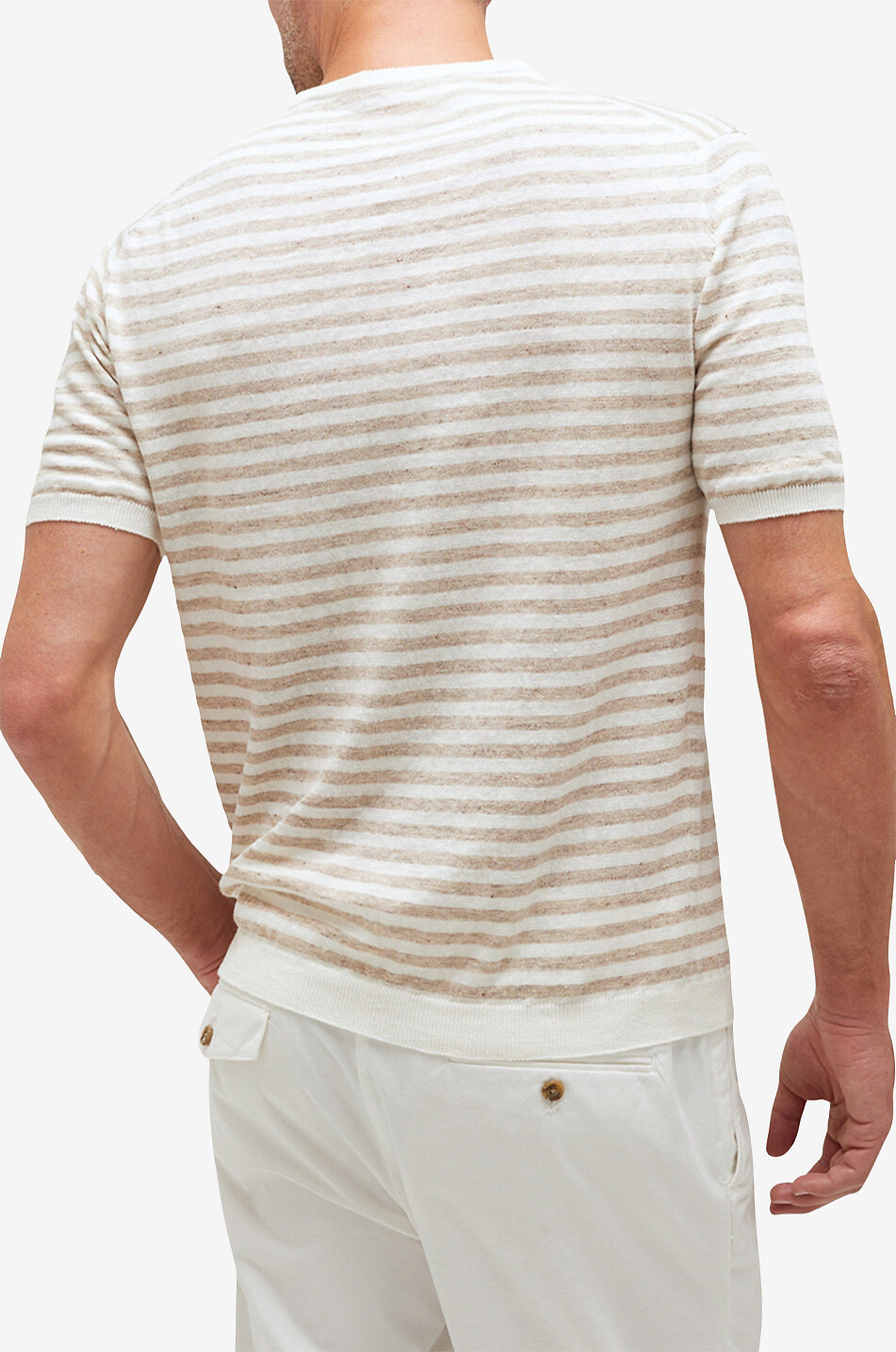 MAURIZIO BALDASSARI Gestreiftes kurzärmeliges T-Shirt aus Leinen Herren ROSA 4