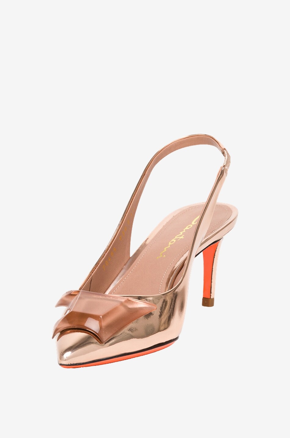 Slingback-Pumps aus Metallic-Leder