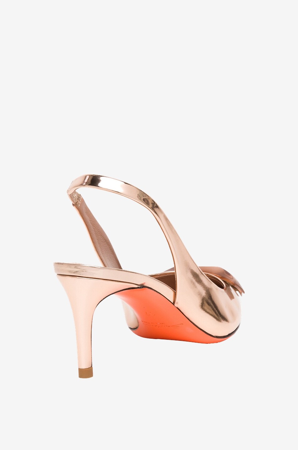 Slingback-Pumps aus Metallic-Leder
