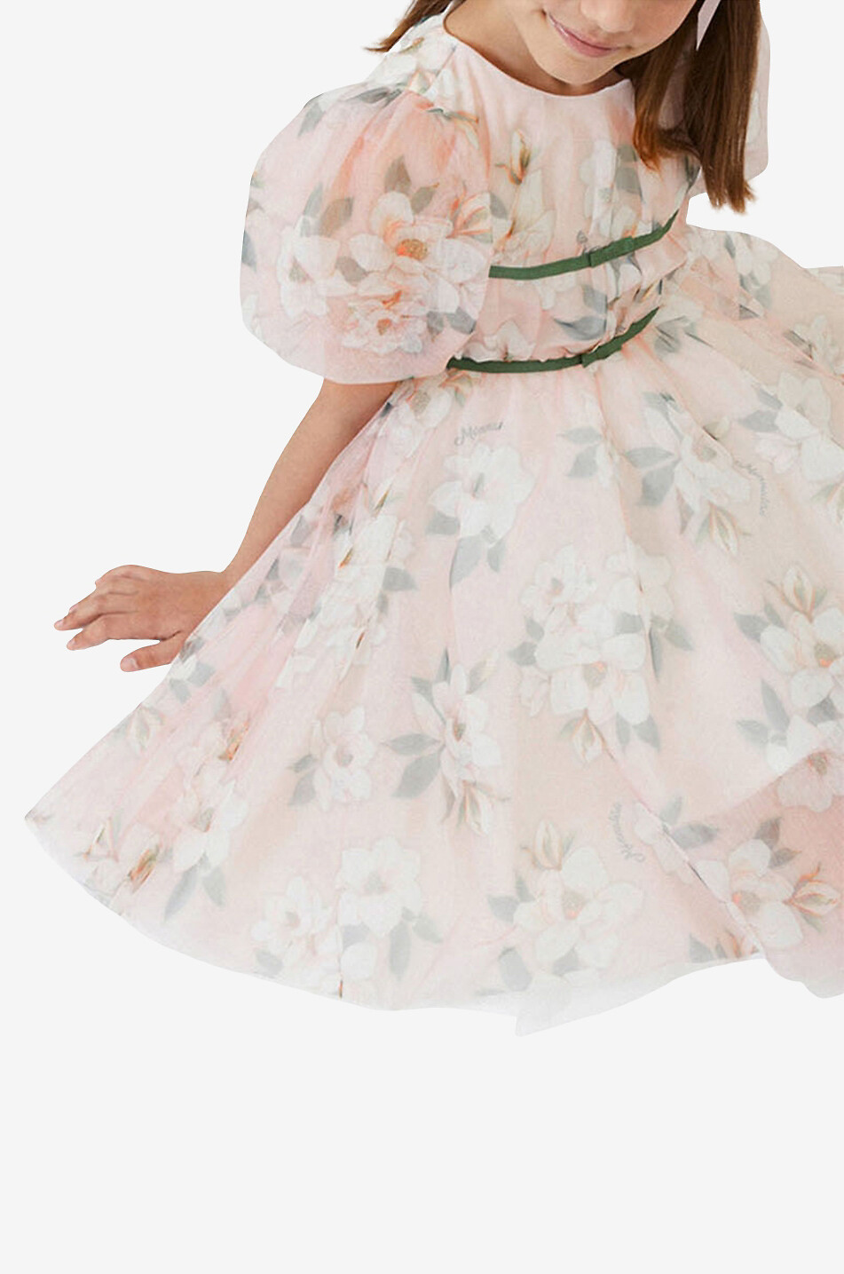 Mädchen-Kleid mit Puffärmeln und Blütenprint