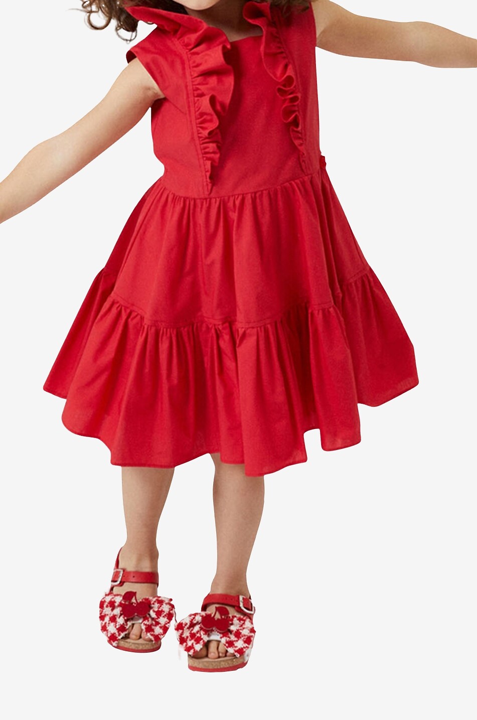 Ärmelloses Stufenvolant-Mädchenkleid