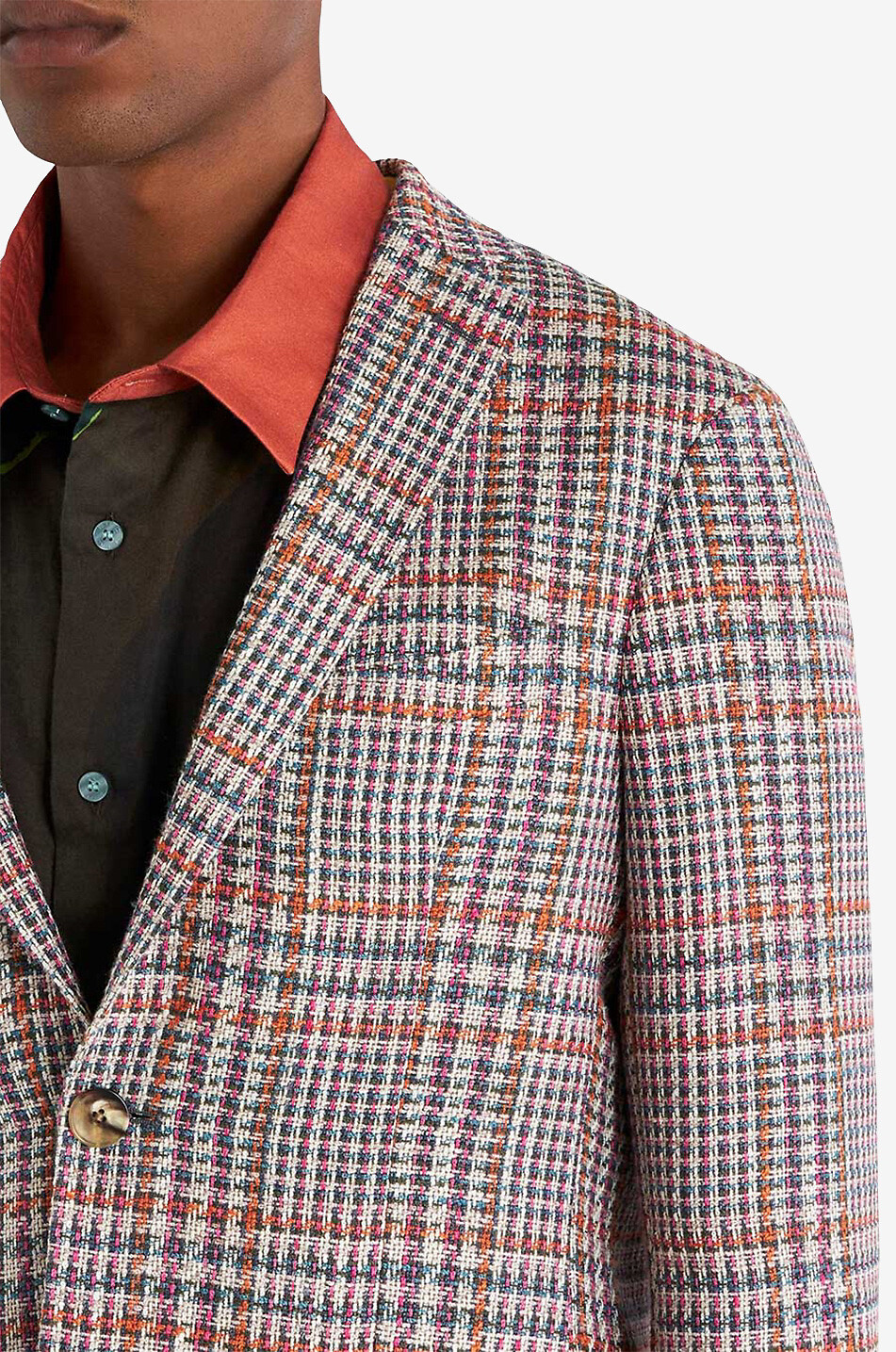 Checked linen blend blazer