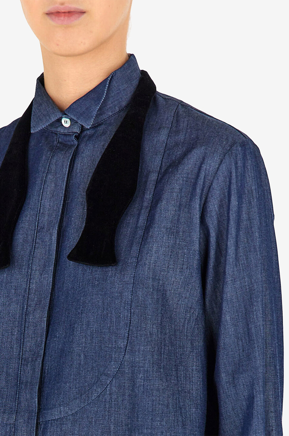 JACOB COHEN Chambray-Hemd im Smoking-Stil mit Fliege Damen DUNKELBLAU 5