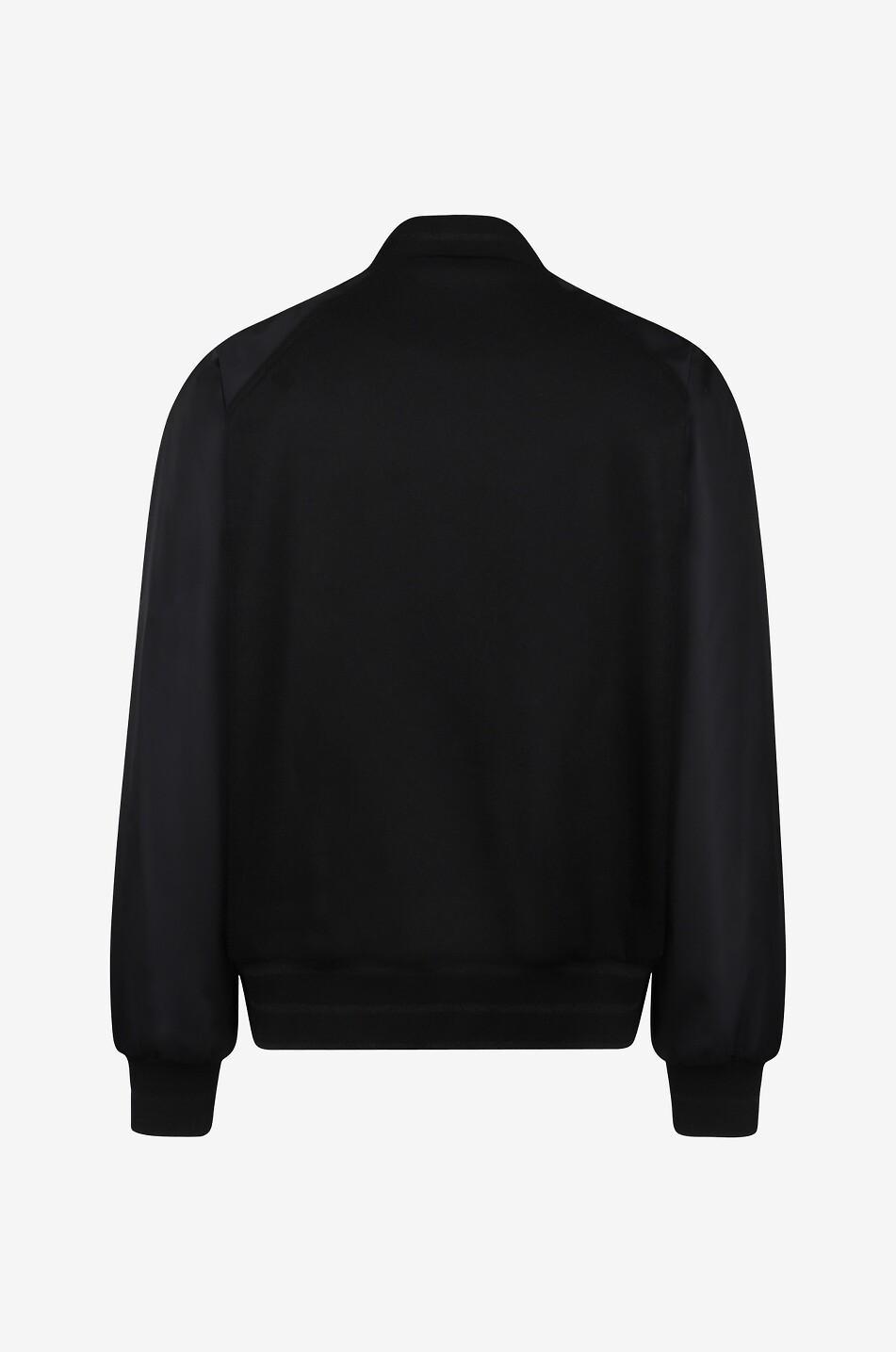 DG patch adorned wool and nylon bomber jacket