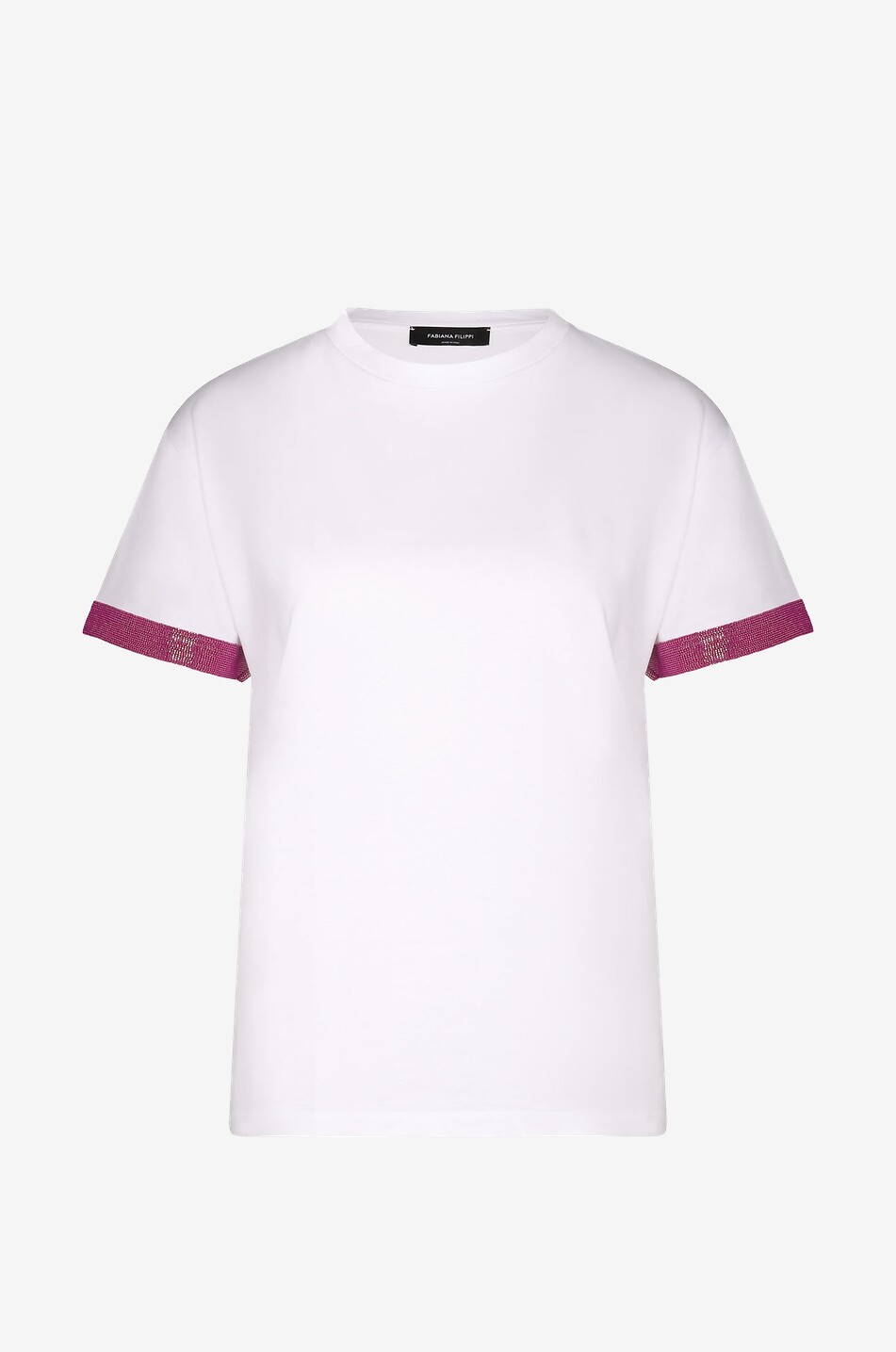 Jersey T-shirt with embroidered short sleeves