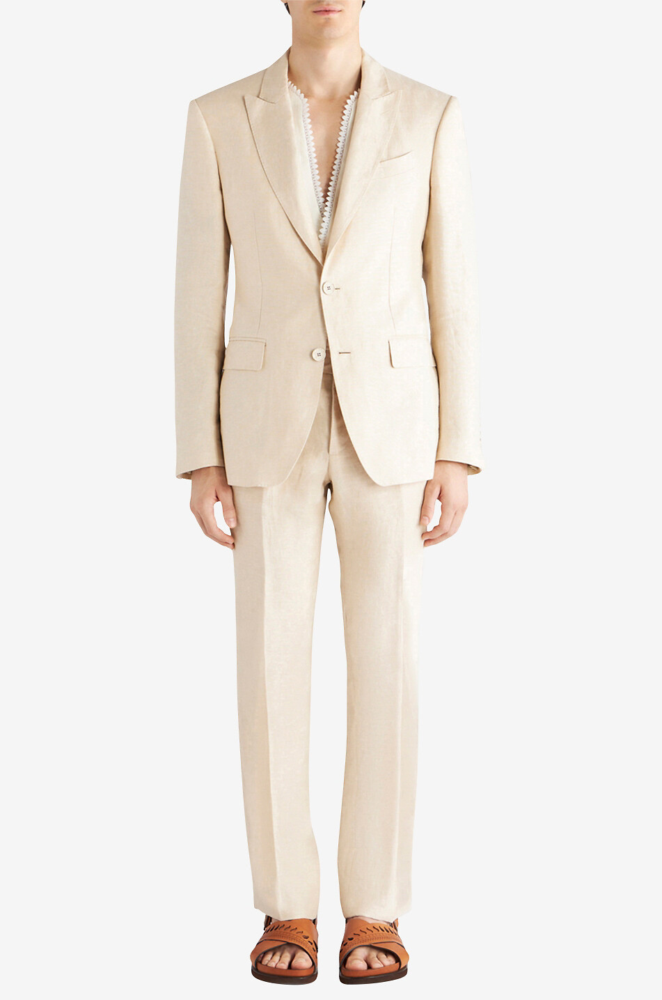 ETRO Single-breasted linen blazer Men EGGSHELL 3