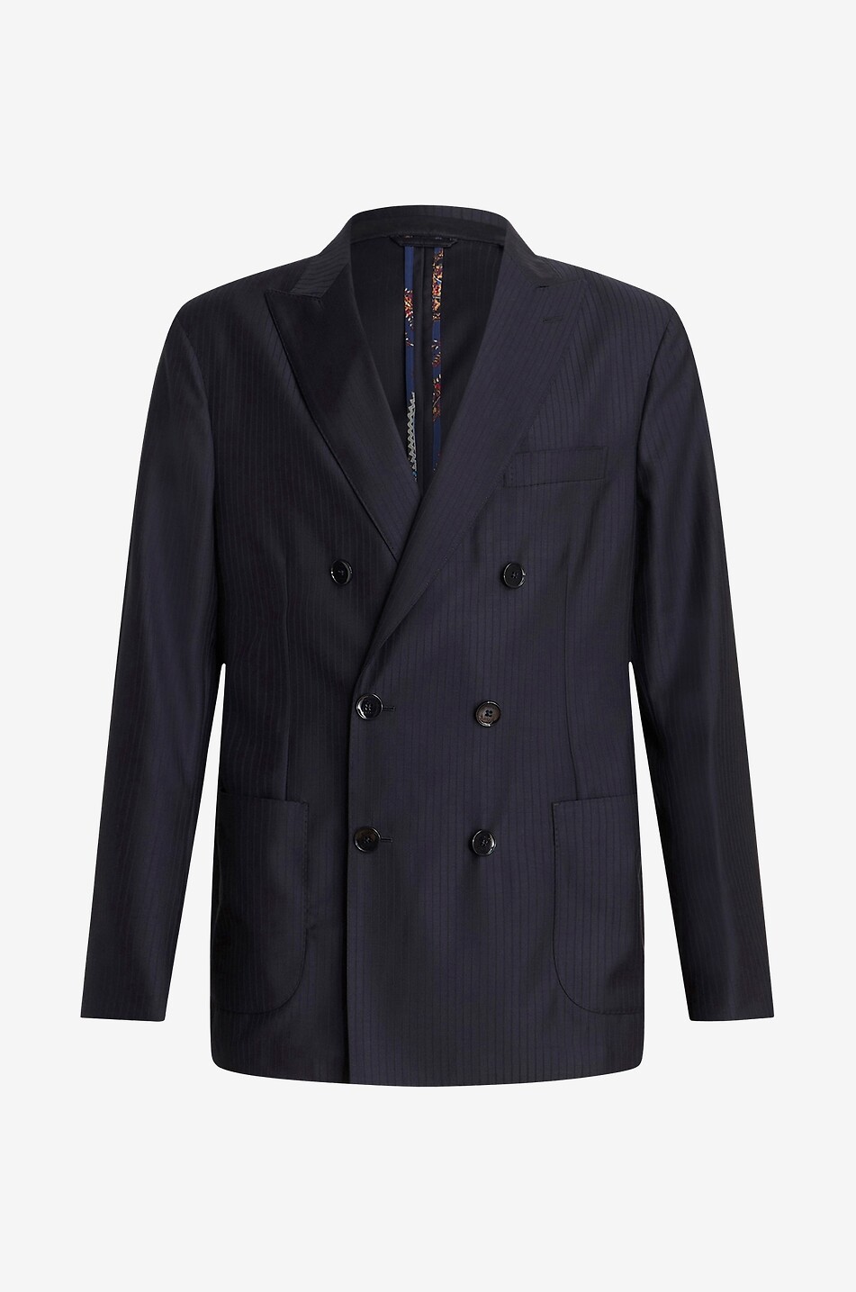 Double-breasted wool pinstripe blazer