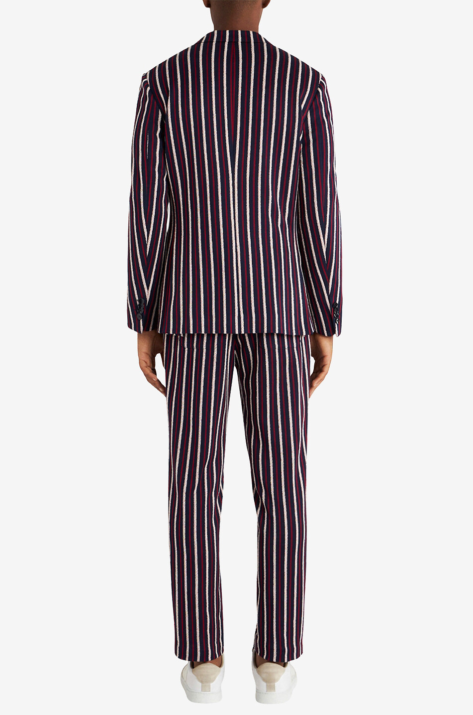Striped single-breasted cotton piqué blazer