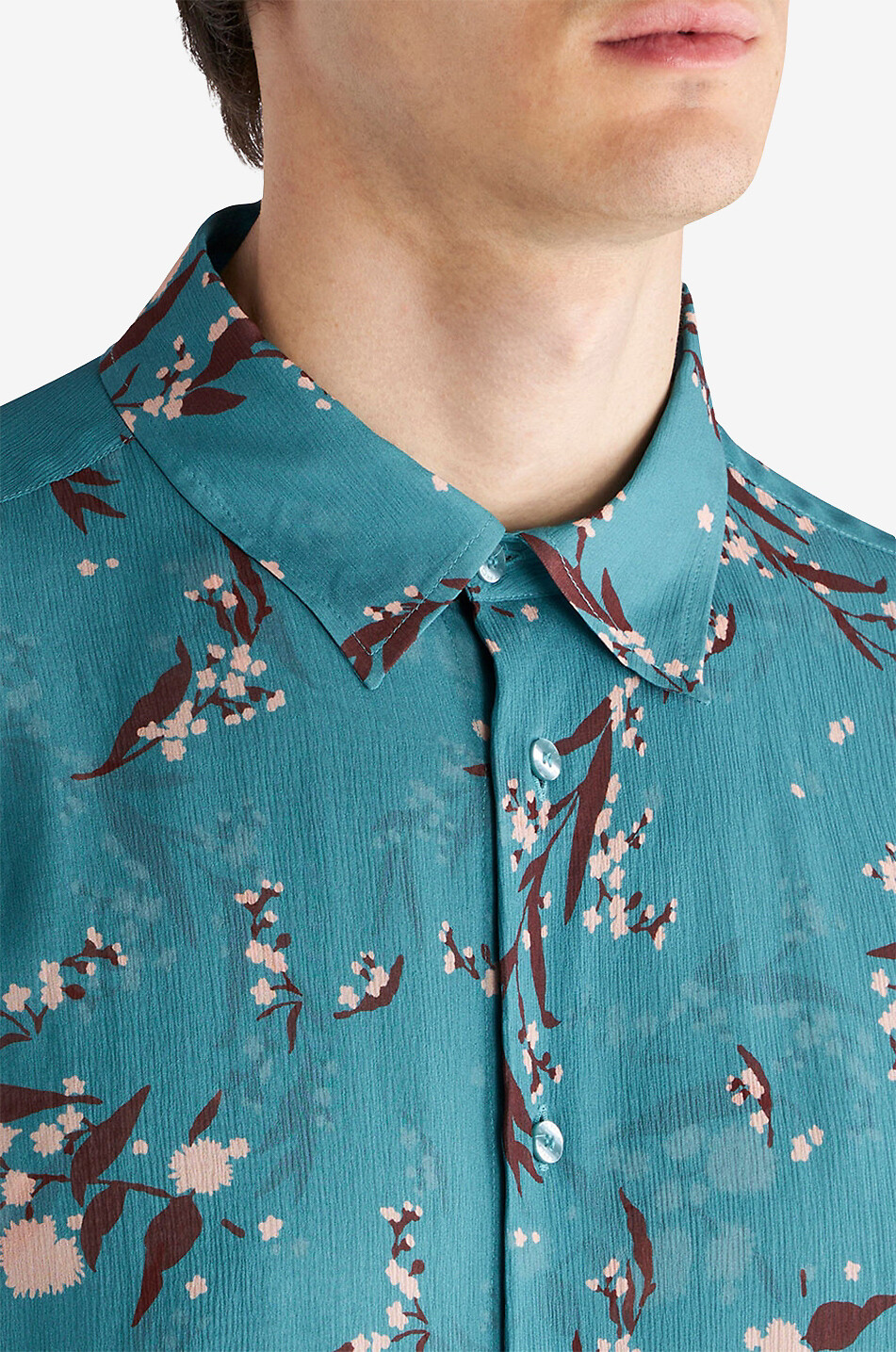 ETRO Flower printed silk crepe shirt Men MEDIUM BLUE 5