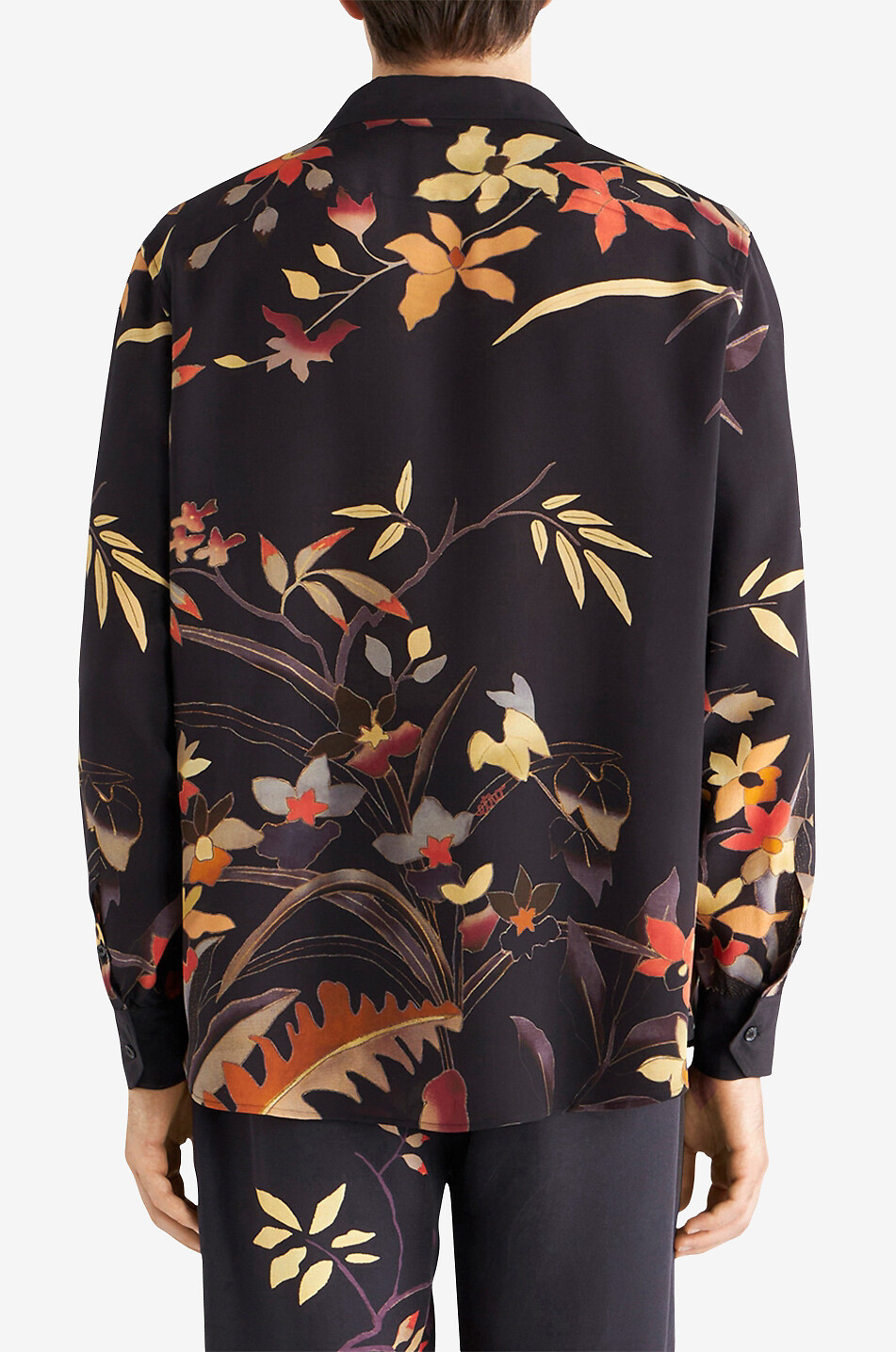 ETRO Chemise en soie à imprimé fleurs exotiques Homme NOIR 4