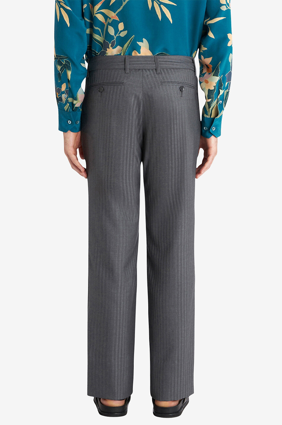 ETRO Ausgestellte Hose aus Wolle mit Nadelstreifen Herren DUNKELGRAU 4