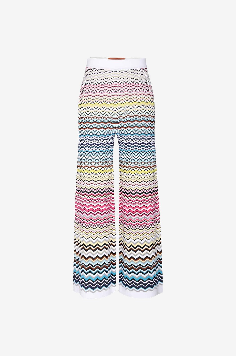 Pantalon large en maille de coton à chevrons