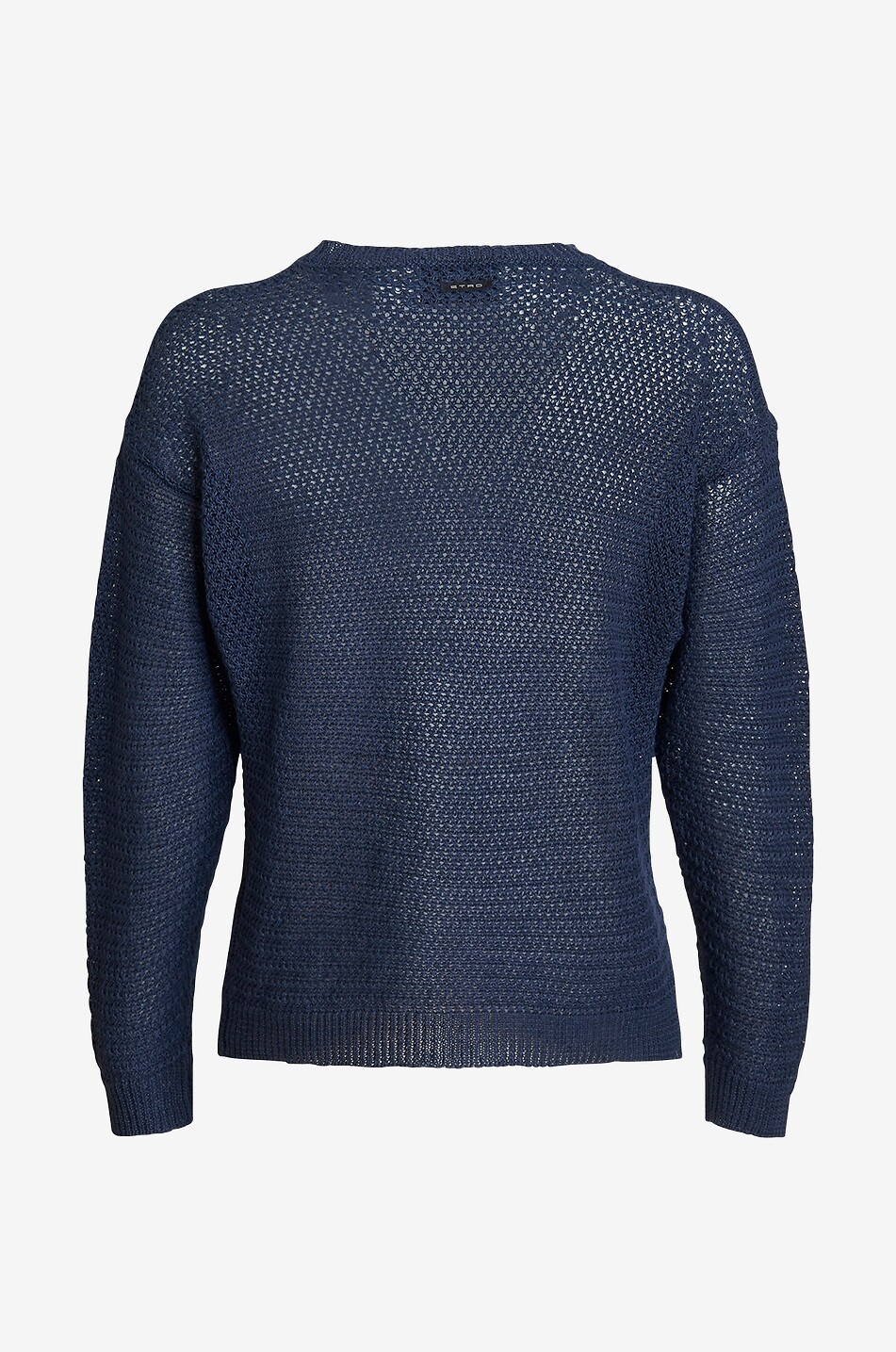 Openwork knit crewneck linen jumper