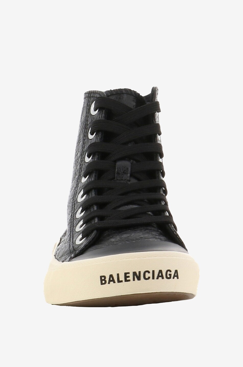 BALENCIAGA Baskets à lacets en cuir aréna Paris High Top Femme NOIR 2