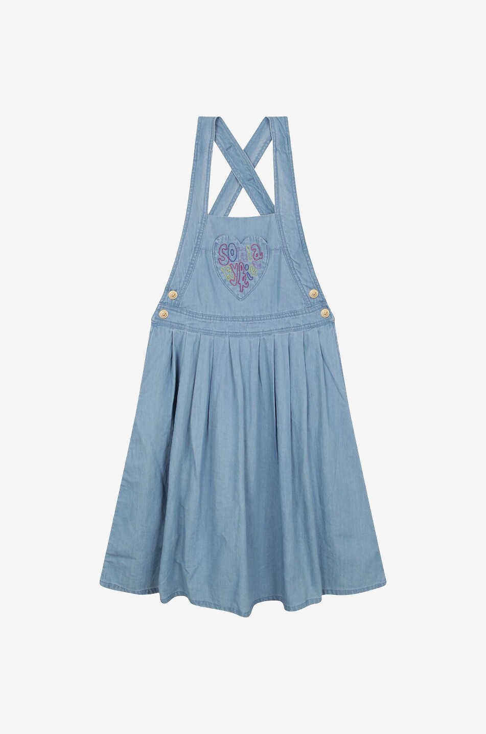 Robe à bretelles fille en chambray brodée logo