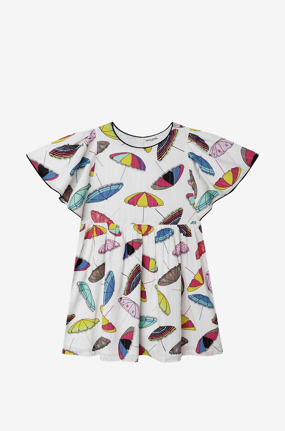 Kurzes Mädchen-Kleid aus Voile mit Sonnenschirm-Print