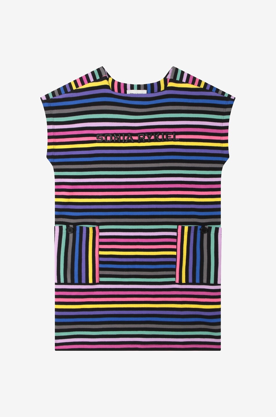 Robe T-shirt fille rayée brodée logo