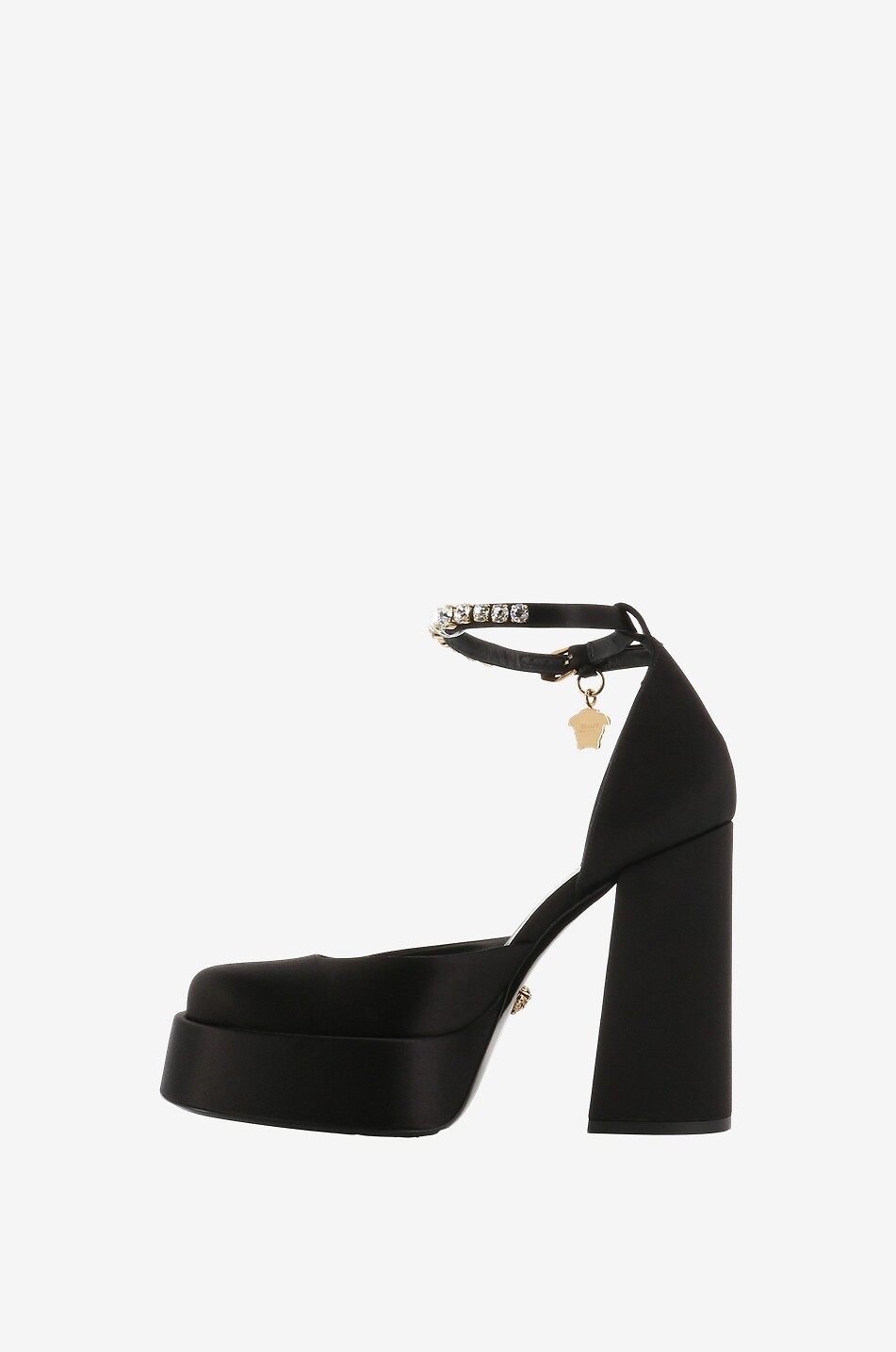 VERSACE Escarpins à plateau en satin Medusa Aevitas 90 Femme NOIR 3