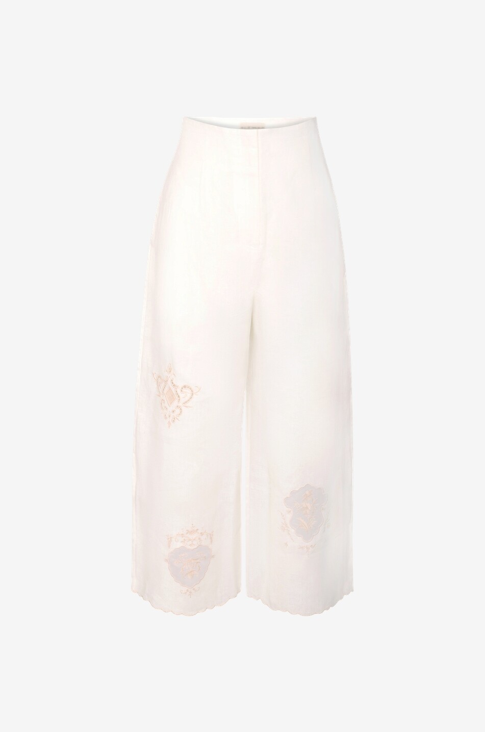 ALEMAIS Bestickte Leinenhose mit weitem Bein Laurie Damen WEISS 1