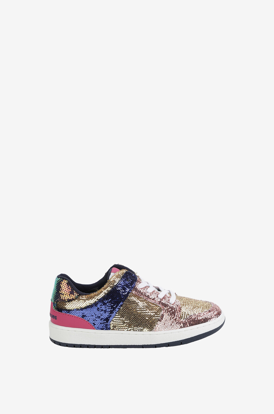 Girls' lace-up low-top metallic sneakers