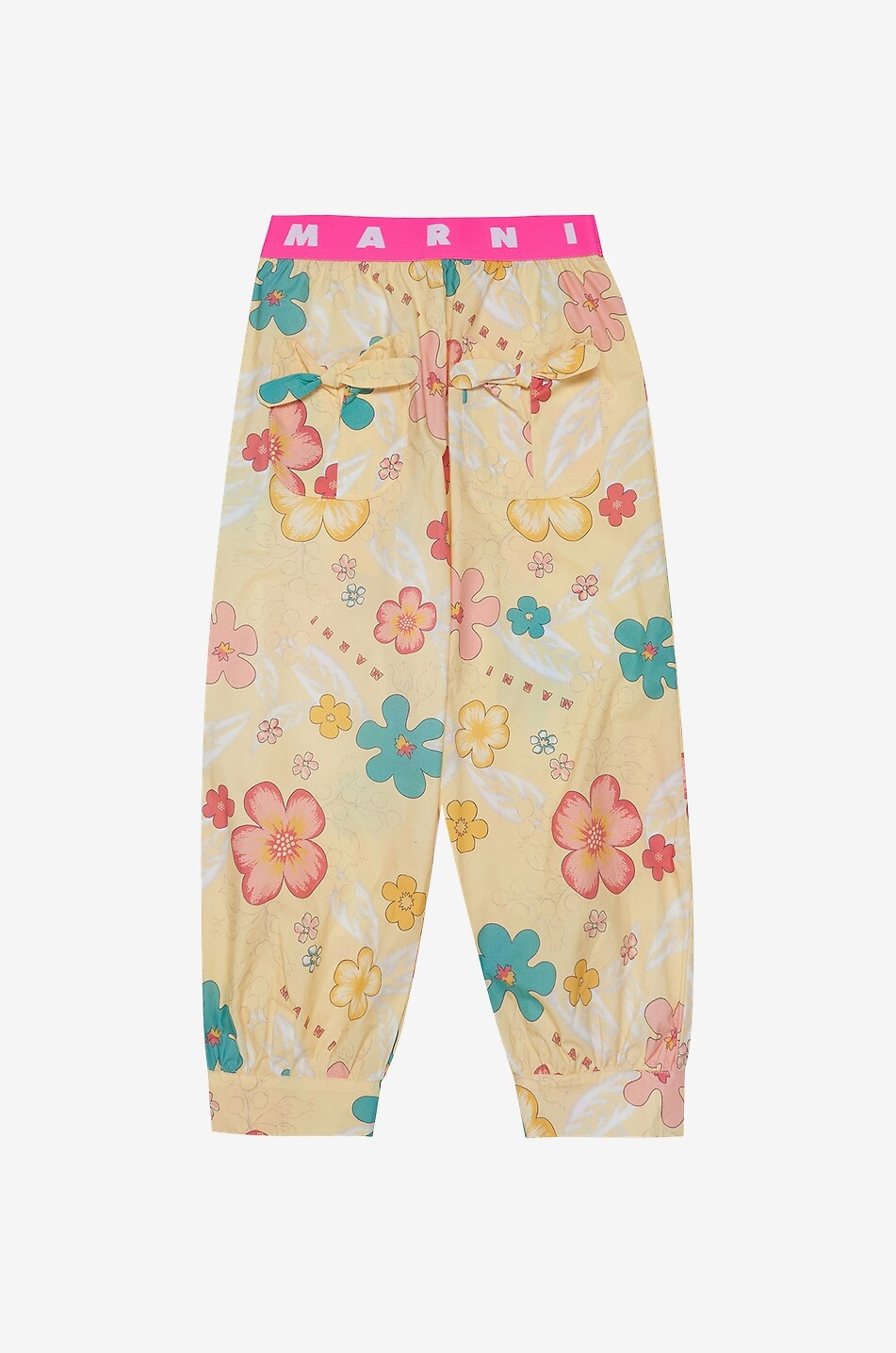 Pantalon carotte fille en popeline fleurie