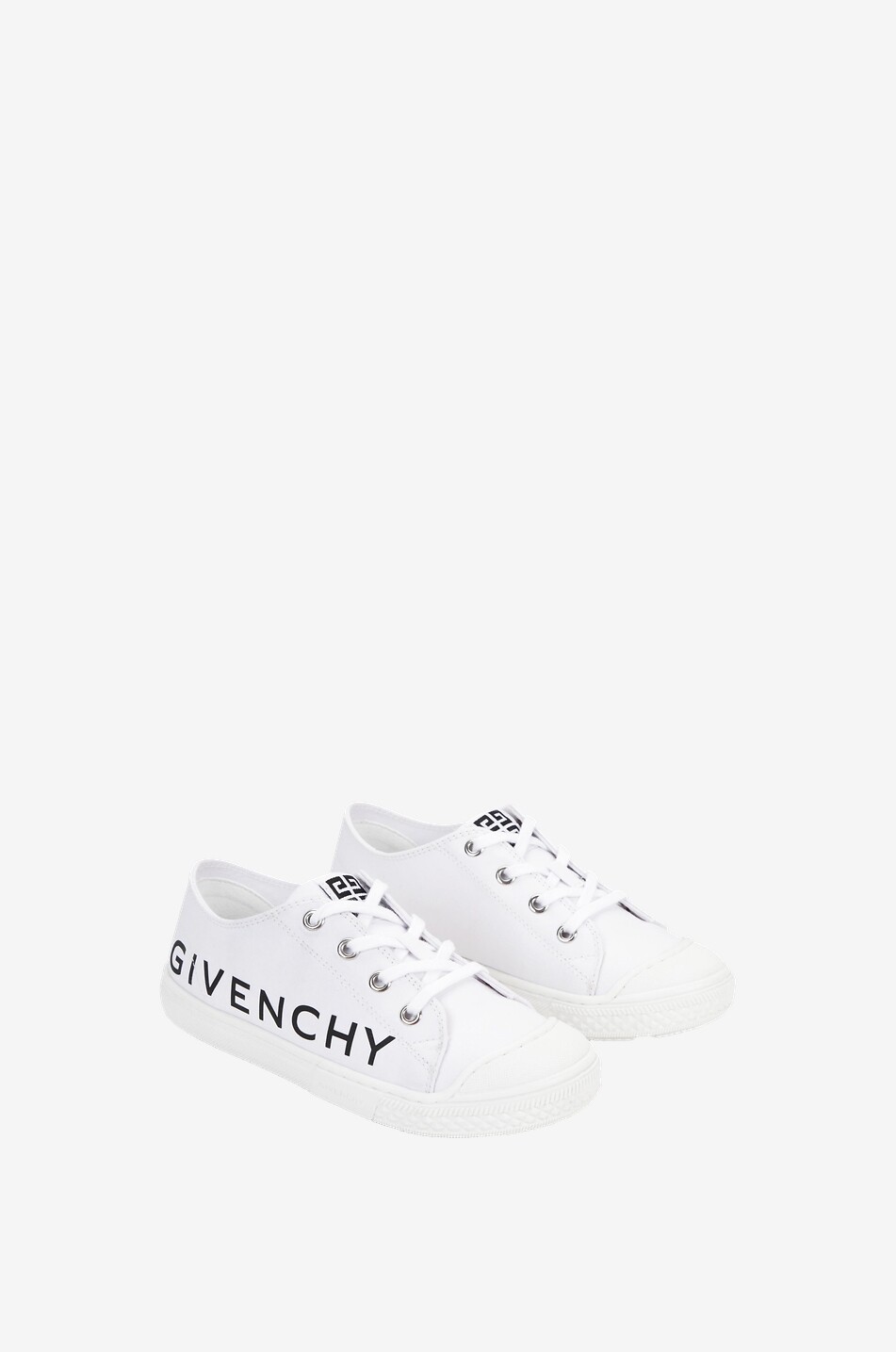 4G Logo children's canvas low-top lace-up sneakers