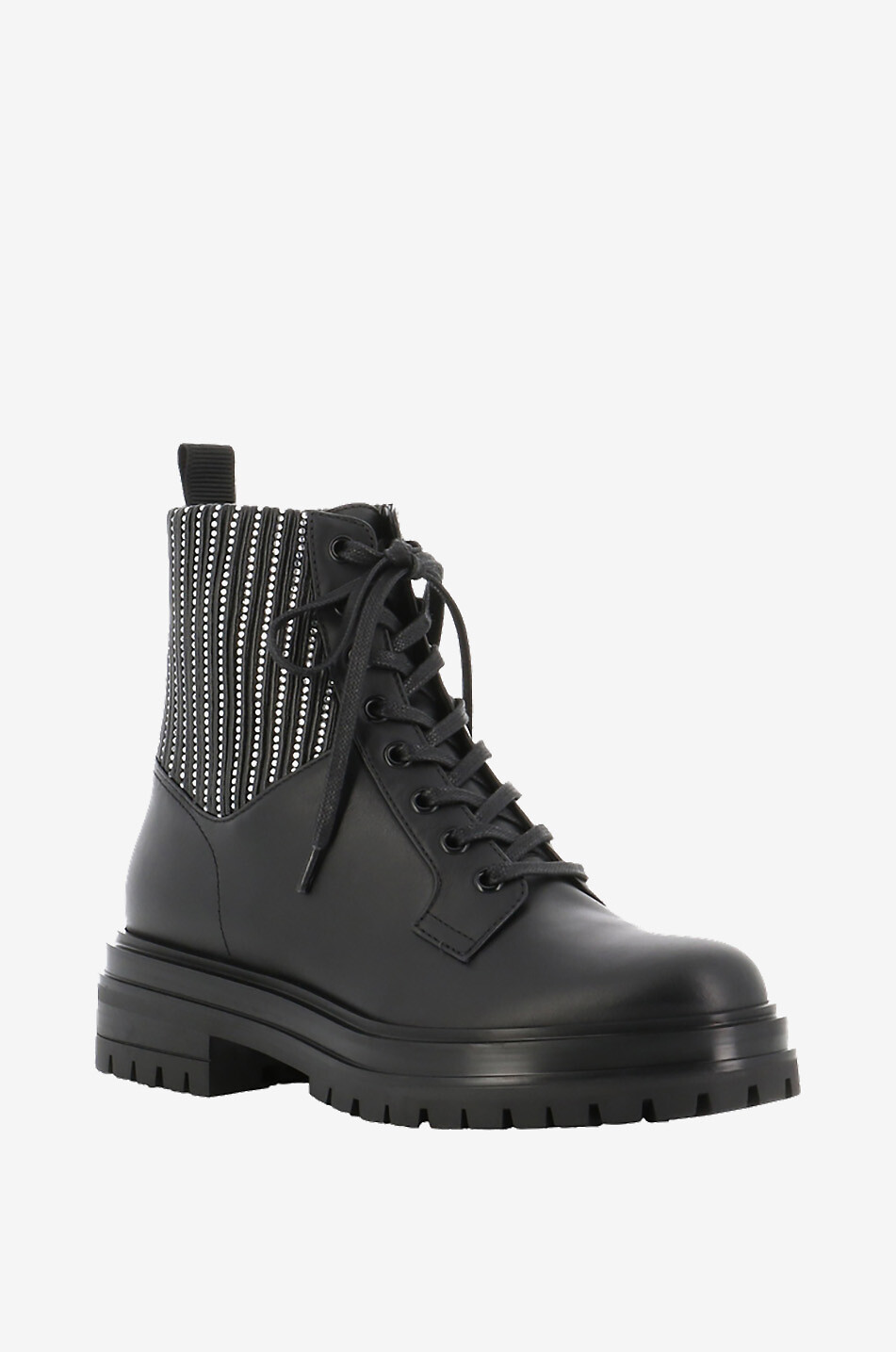 Bottines à lacets en cuir lisse et cristaux Martis 40