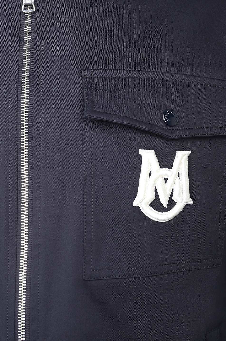 MONCLER Veste chemise en gabardine monogrammée Homme BLEU FONCE 3