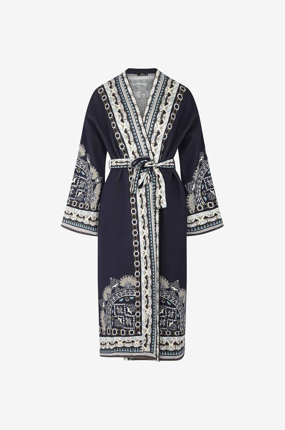 ETRO Jacquard-Strickmantel Ikat Damen DUNKELBLAU 1