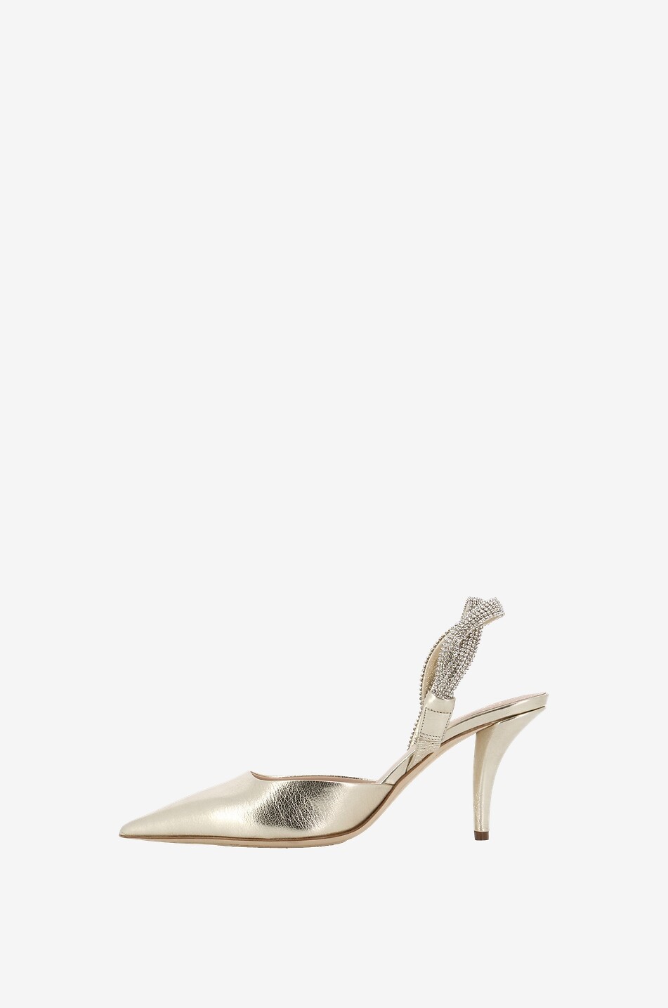 Slingback-Pumps aus Metallic-Leder