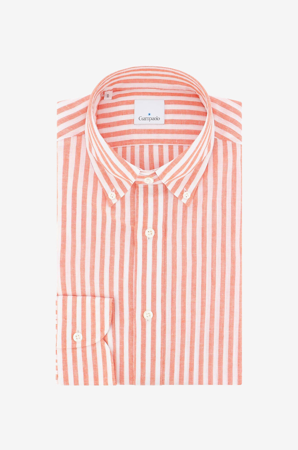 GIAMPAOLO Chemise à manches longues en lin et coton Homme ORANGE 1