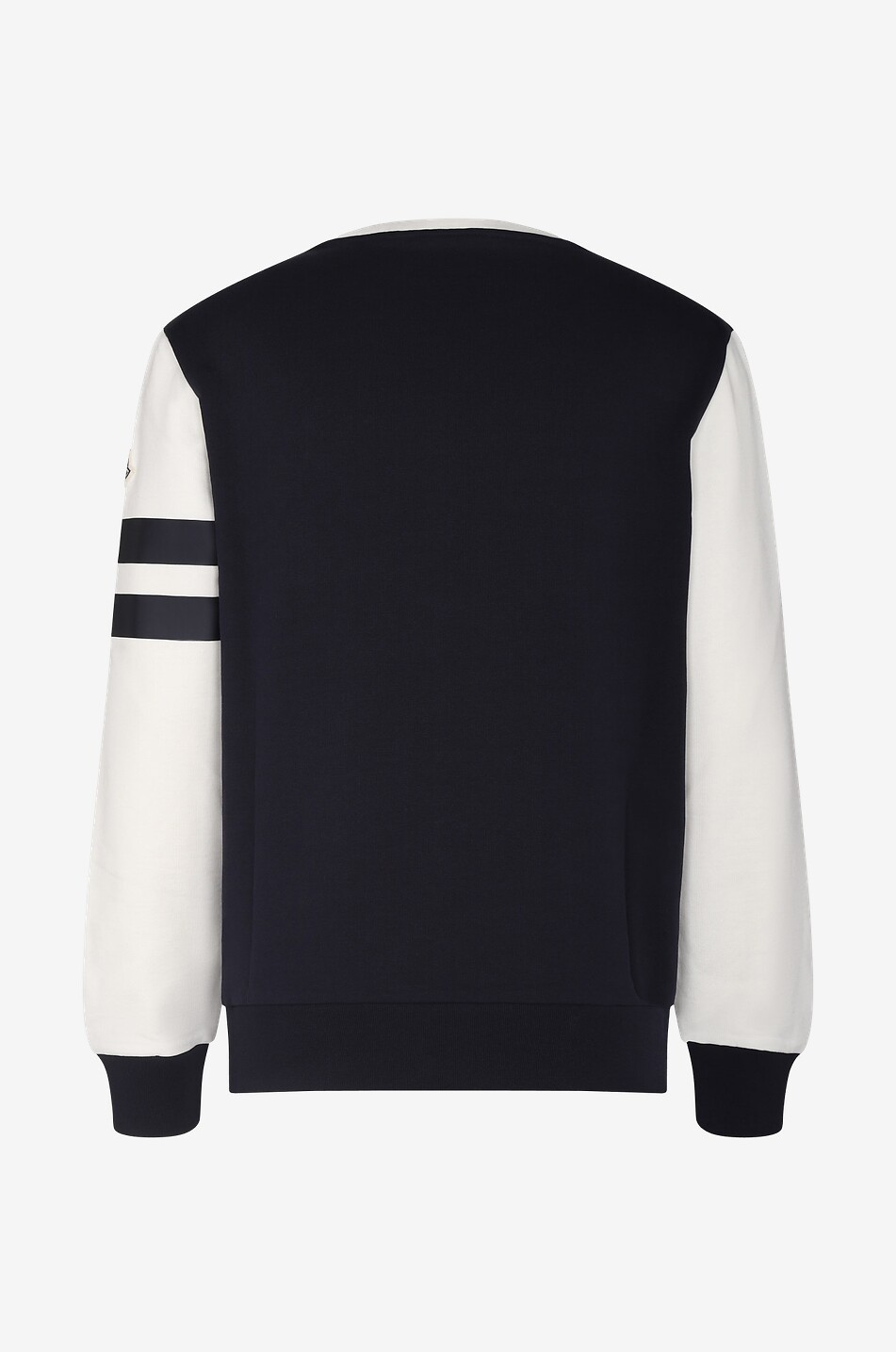 MONCLER Sweat-shirt bicolore à col rond à rayures et logo Homme BLEU FONCE 2