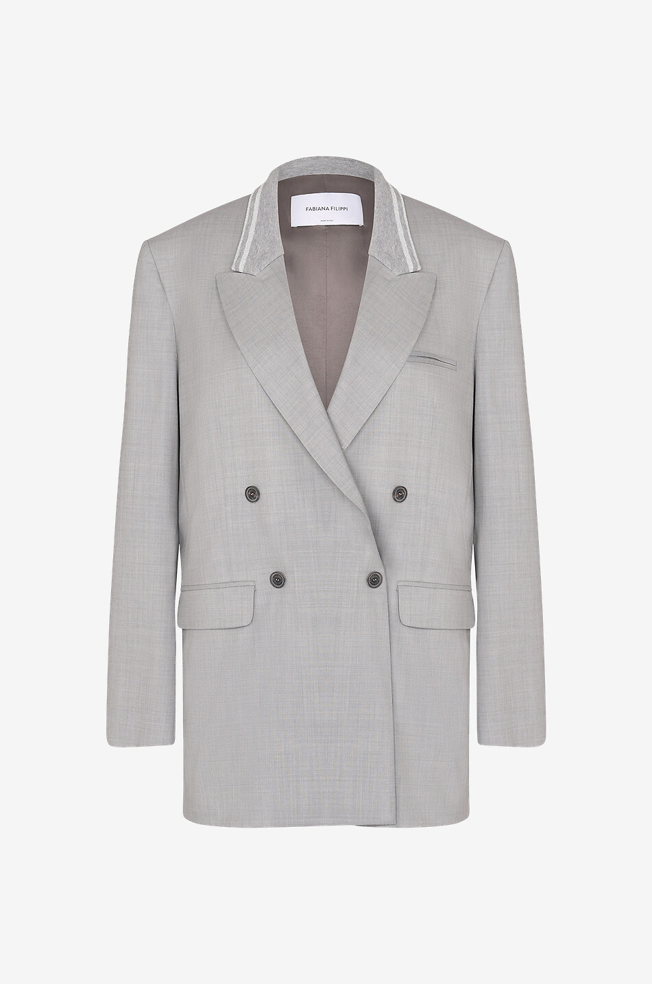 Blazer à boutonnage double en laine à col en maille