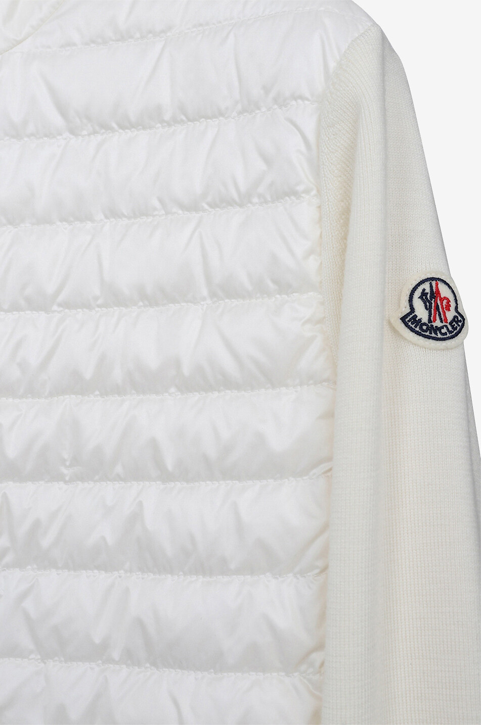 MONCLER Cardigan en duvet et maille à col montant Femme BLANC 3