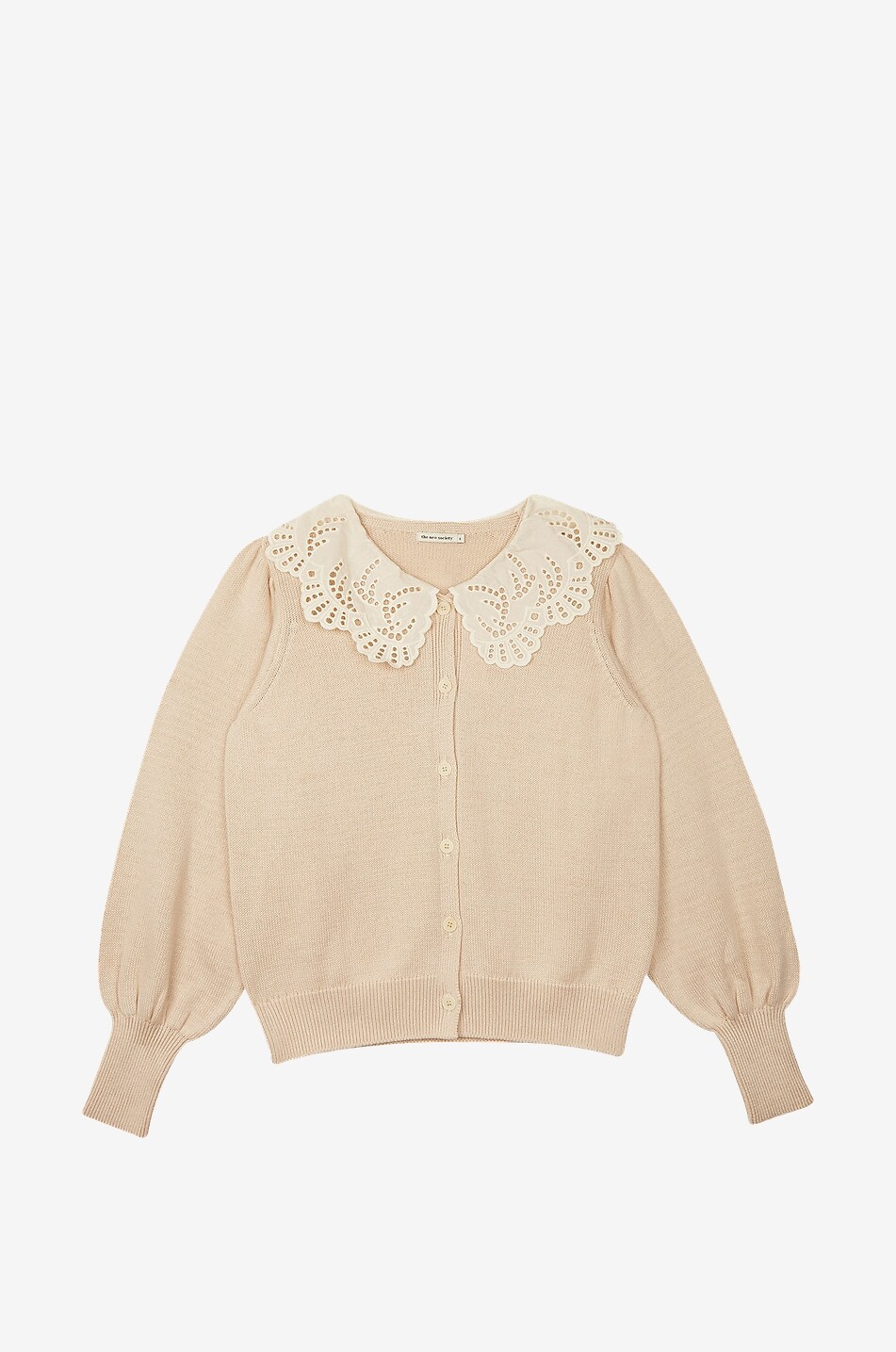 Venera organic cotton girl's cardigan with embroidered collar