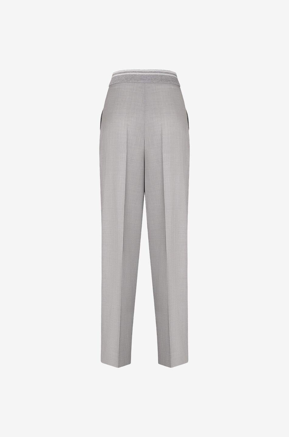 Pantalon à pinces large en laine à taille maille