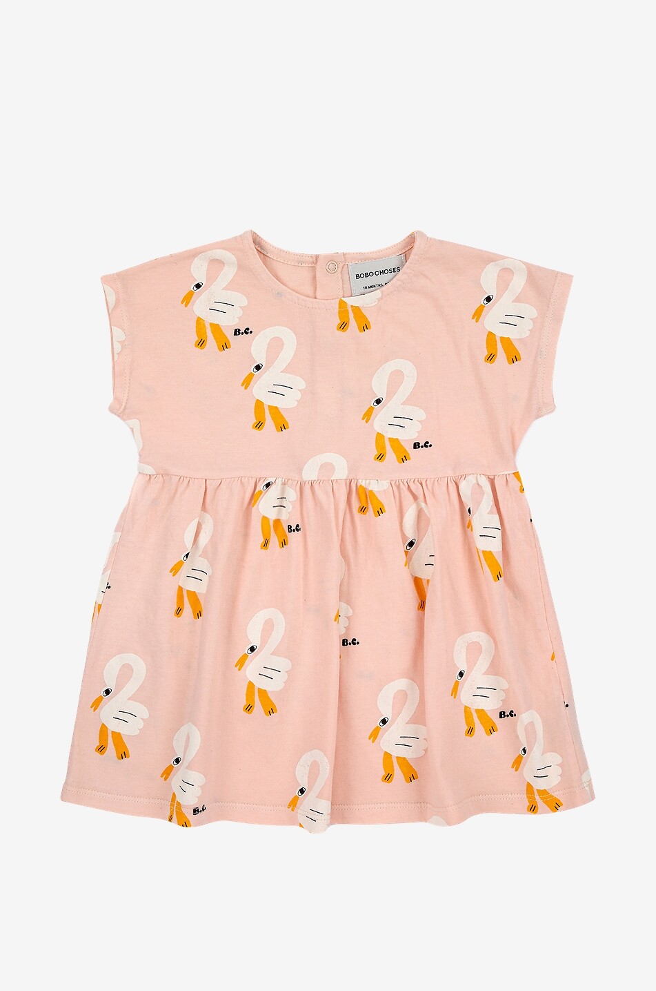 BOBO CHOSES Robe bébé en coton bio Pelican All Over Bébé ROSE 1