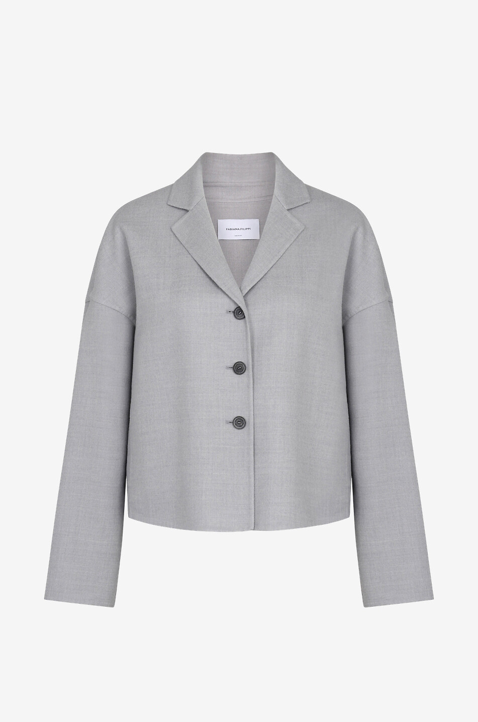 FABIANA FILIPPI Veste chemise raccourcie en laine et soie Femme GRIS CLAIR 1