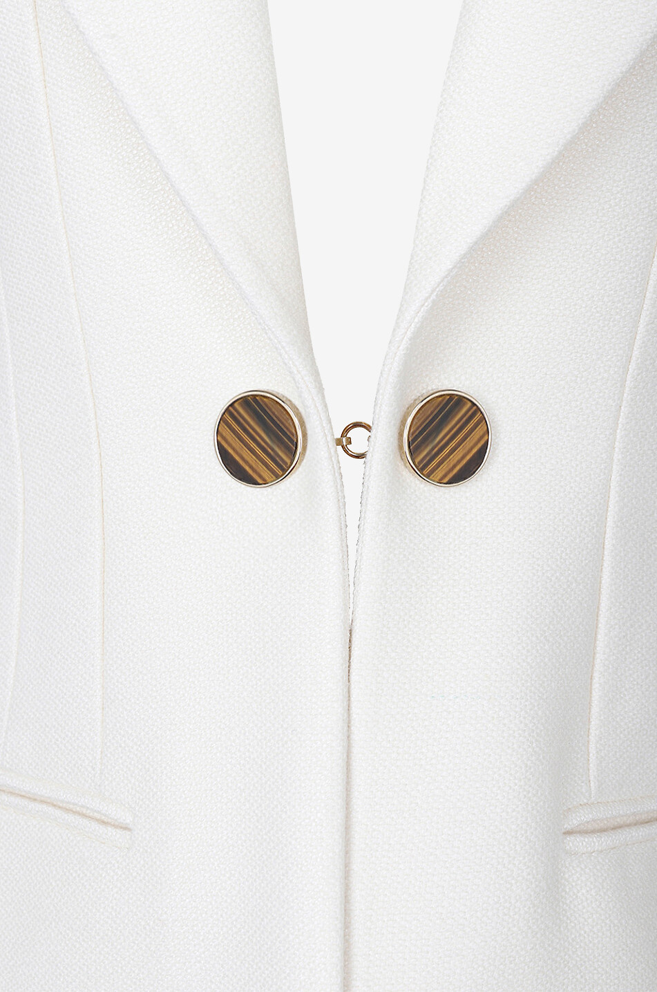 Blazer en soie et laine corset orné d'oeil de tigre