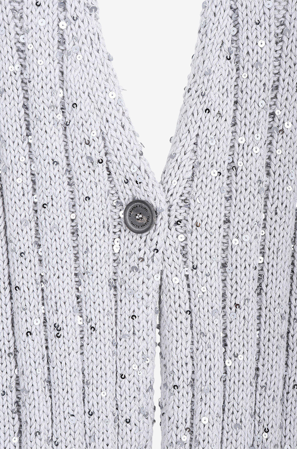 Cardigan côtelé en coton esprit cape à sequins