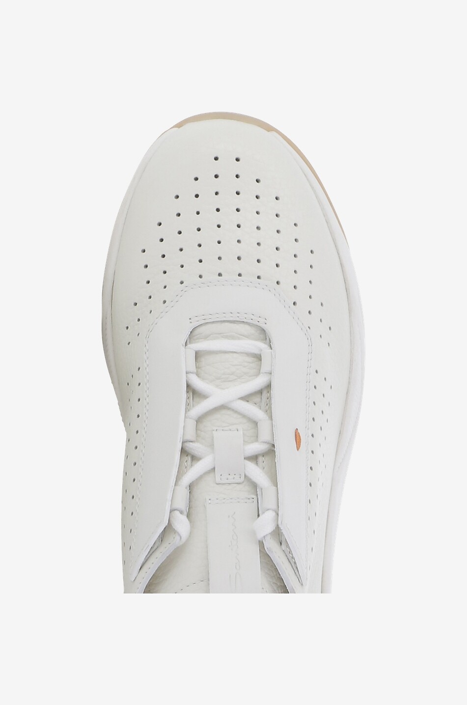 SANTONI Leather lace-up low-top sneakers Women WHITE 5