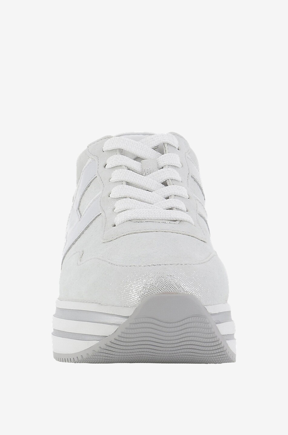 HOGAN Baskets compensées en cuir Midi H222 Femme ARGENT 2