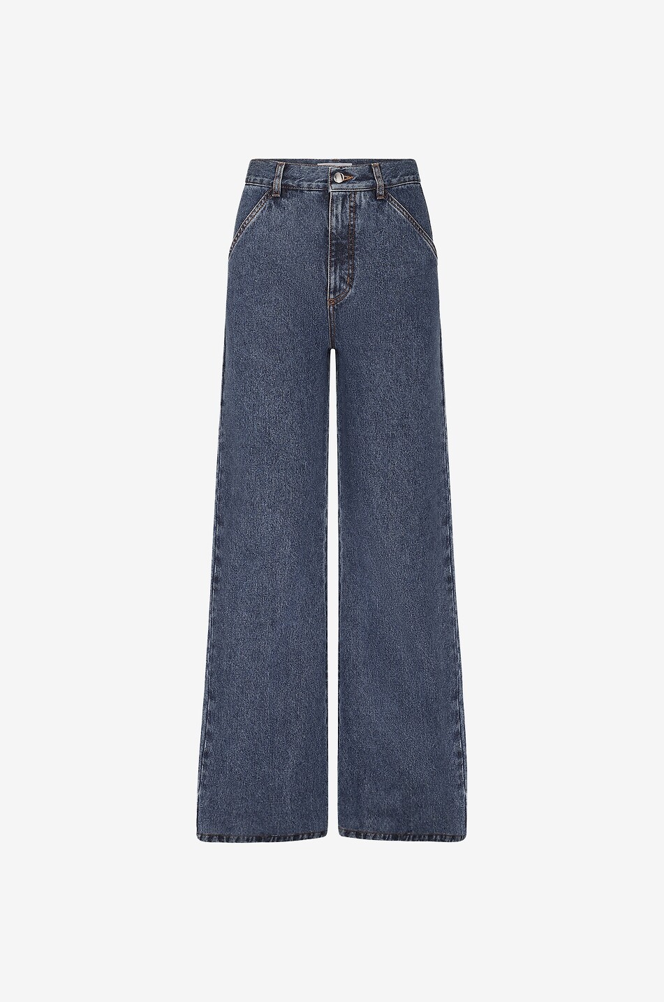 Jean large taille haute en coton et chanvre Dusky Blue