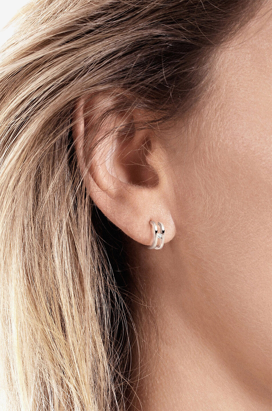 VANRYCKE Mono boucle d'oreille gauche en or blanc et diamant Charlie Femme GRIS 2