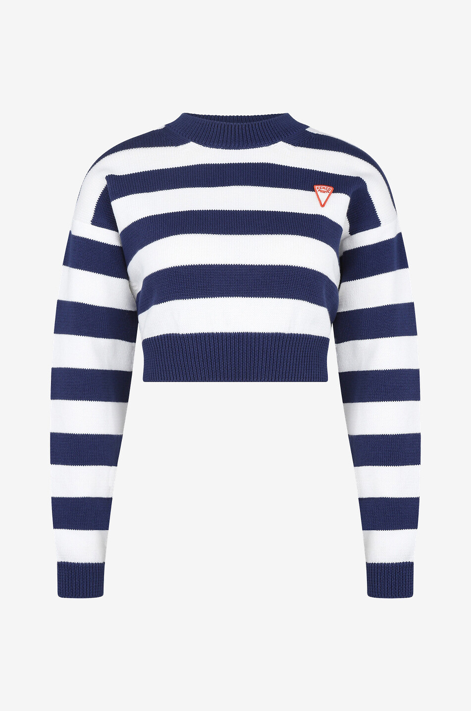 Pull raccourci à col rond en coton rayé Kenzo Sailor