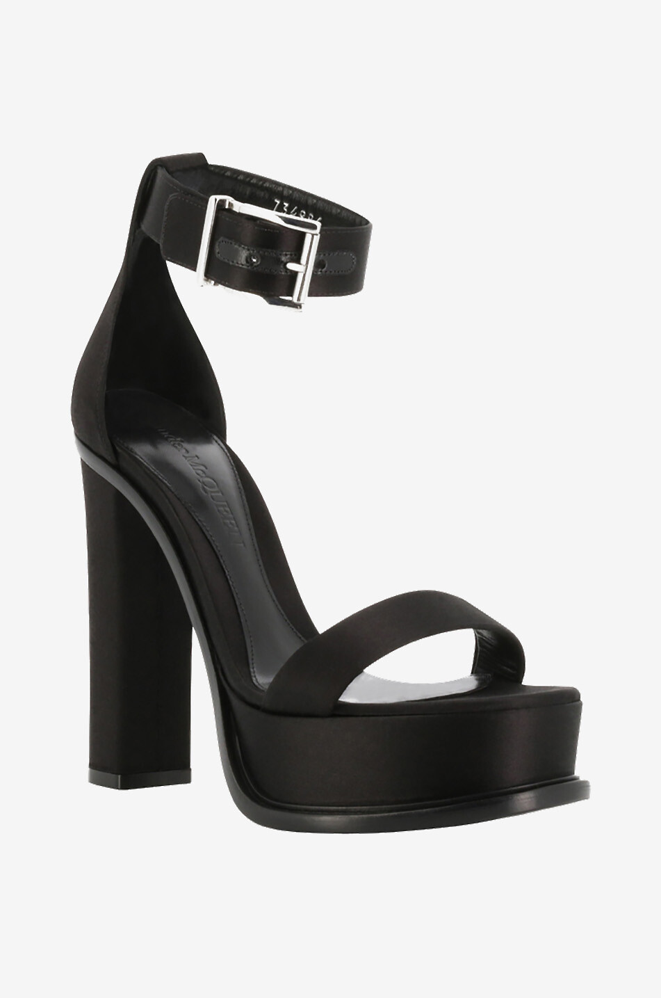 Heeled platform sandals in satin 80