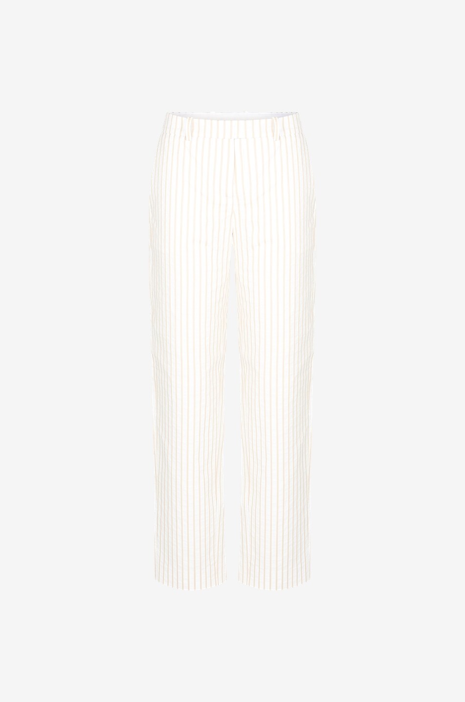 Pantalon droit rayé en popeline bio