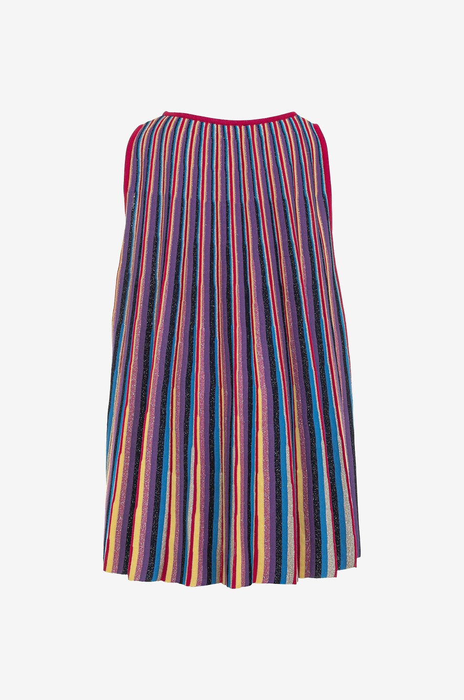 Ärmelloses Mädchenkleid aus gestreiftem Lurex-Strick