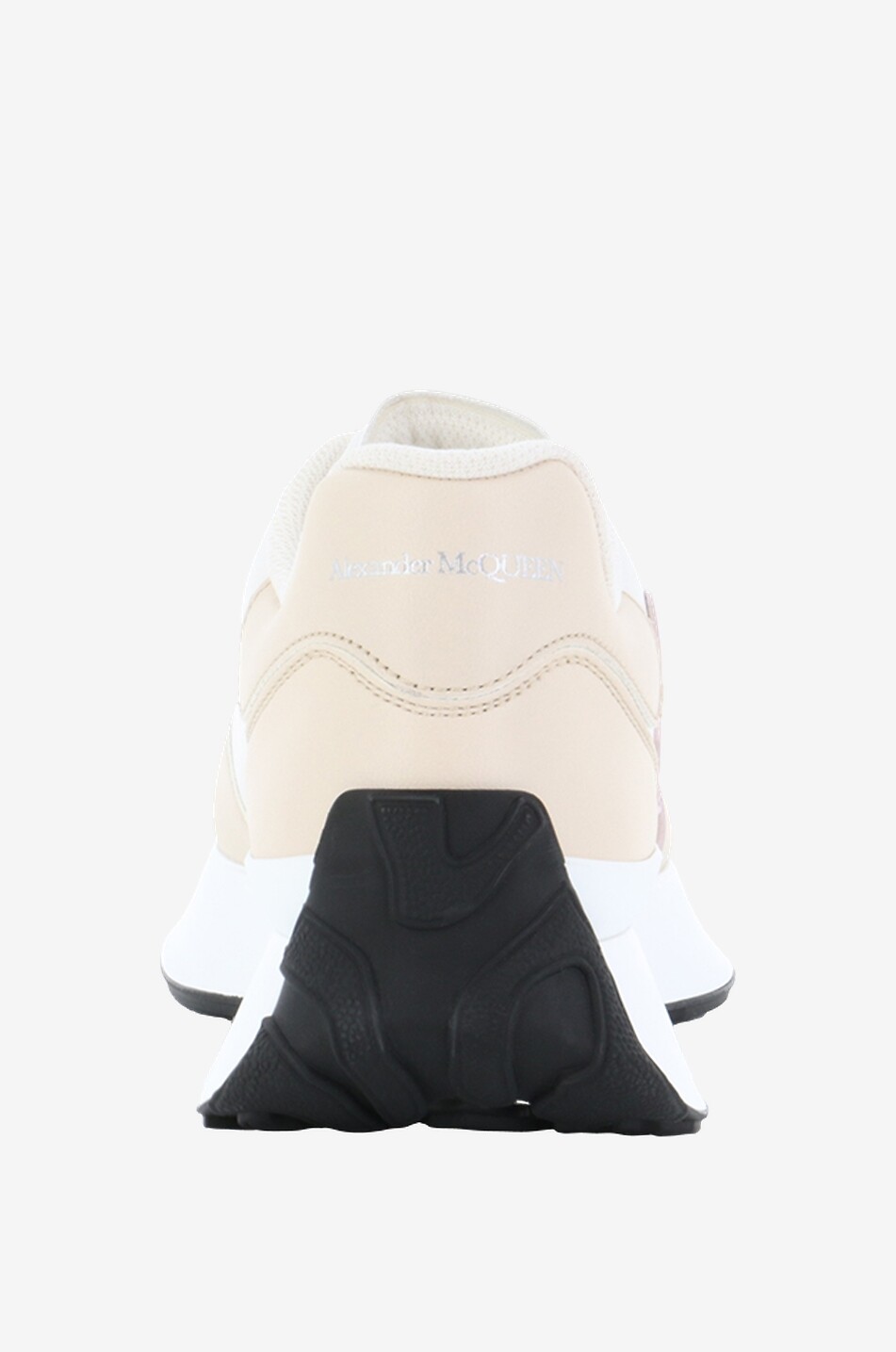 ALEXANDER McQUEEN Baskets basses à lacets en cuir tricolore Sprint Runner Femme BEIGE 4
